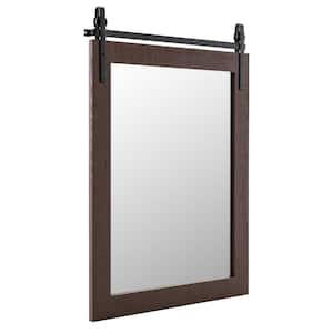 22 in. W x 30 in. Rectangular Frame Wall Bathroom Vanity Mirror in Walnut