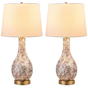 Denamarie 25.5 in. Seashell Table Lamp Set with USB Ports and Rotary Switch (Set of 2)