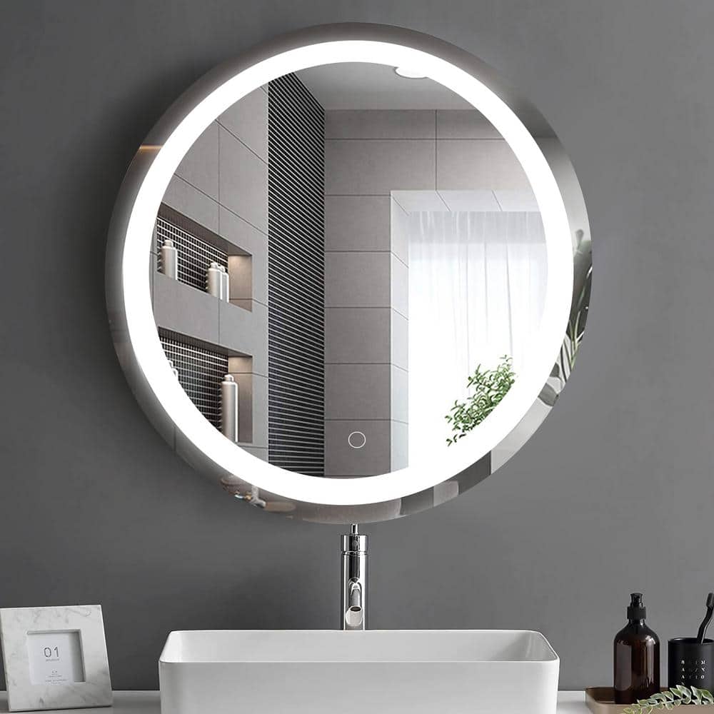  Golden State Art, 20 Silver Round Mirror, Circle Wall Mirror  for Bathroom, Living Room, Bedroom, Wall Decor, Vanity and More Decorative  Aluminum Circular Mirrors : Home & Kitchen