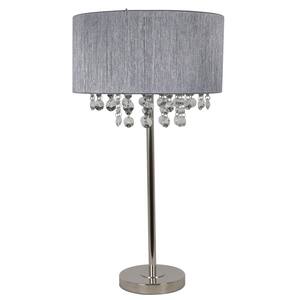 27 in. Polished Nickel Grey String Table Lamp