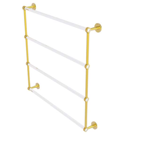 Allied Brass Clearview 4 Tier 36 in. Ladder Towel Bar with Dotted Accents in Polished Brass