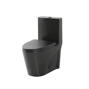 Ultraluxe 12 in. Rough-In 1-piece 1/1.6 GPF Dual Flush Elongated Toilet in Matte Black, Seat Included