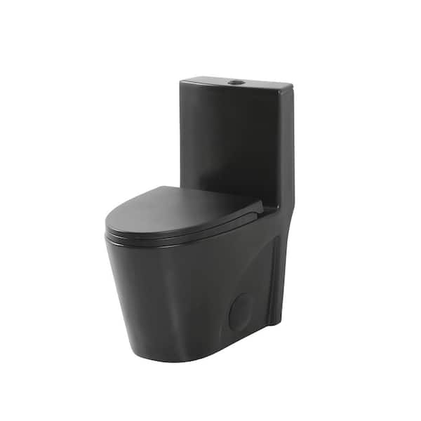 FINE FIXTURES Ultraluxe 12 in. Rough-In 1-piece 1/1.6 GPF Dual Flush Elongated Toilet in Matte Black, Seat Included