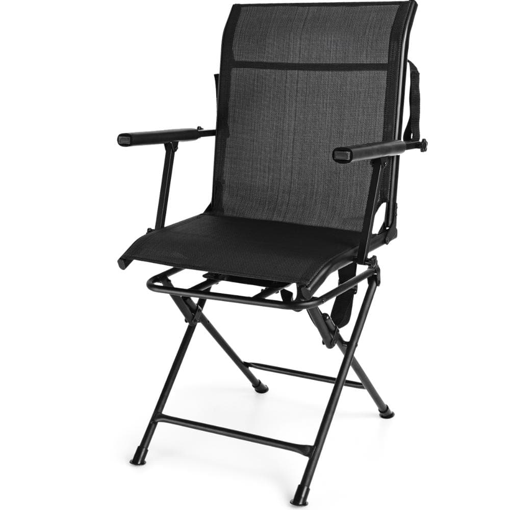 Foldable Swivel Patio Chair with Armrests and Breathable Mesh Back for Outdoor Seating, Black price history on PriceWatchPro