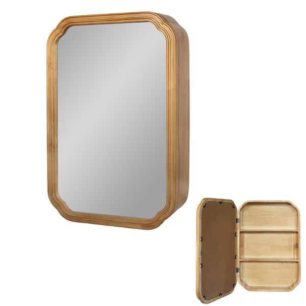 19.69 in. W x 29.72 in. H Rectangular Wood Medicine Cabinet with Mirror and Adjustable Shelves