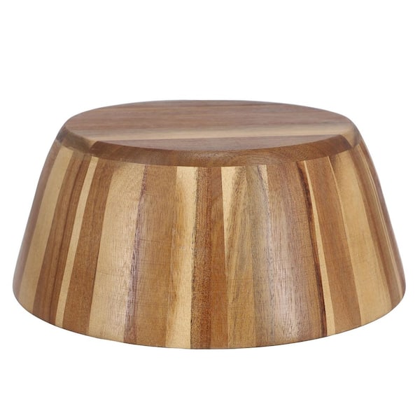 13.8 Inch 324 fl. oz. Light Brown Large Acacia Wood Salad Serving Bowl