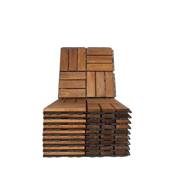 Afoxsos 12 in. x 12 in. Square Acacia Wood Interlocking Flooring Tiles  (Pack of 10 Tiles) HDMX052 - The Home Depot