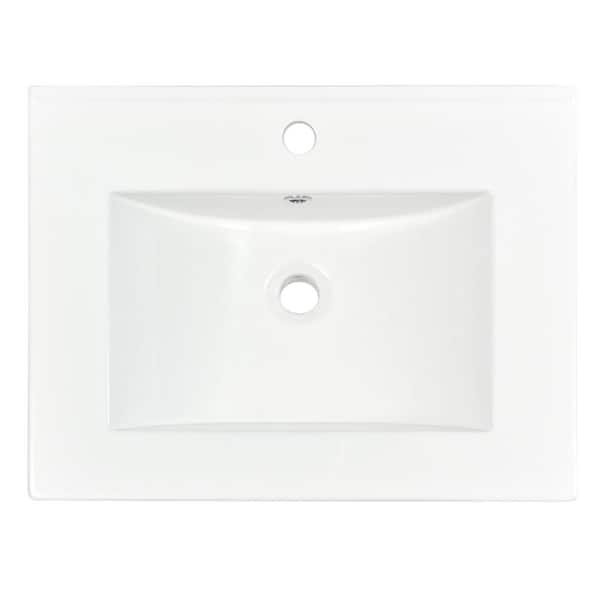 Unbranded Hot Sale 24 in. Undermount Rectangular Bathroom Sink with in White Ceramic