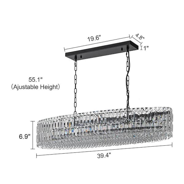Orillia Modern 10-Light Dimmable Black Geometric Crystal Chandelier