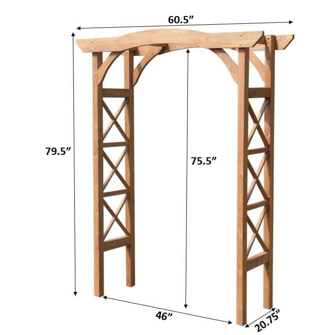 Venice Hemlock Wood Garden Arbor with Lattice Sides