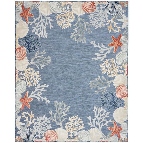 Suncoast Denim Multicolor 8 ft. x 10 ft. Graphic Contemporary Area Rug