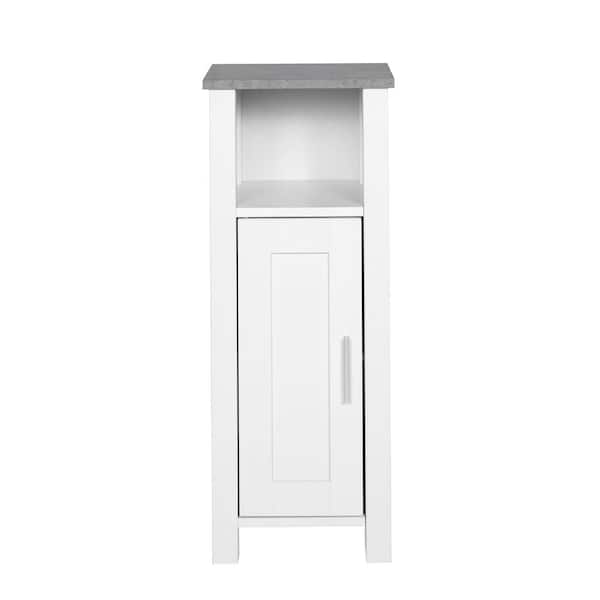 Aoibox 11.81 in. W x 31.5 in. H x 11.93 in. D White Particle Board Bathroom Over-the-Toilet Storage, with Shelves and Cabinet