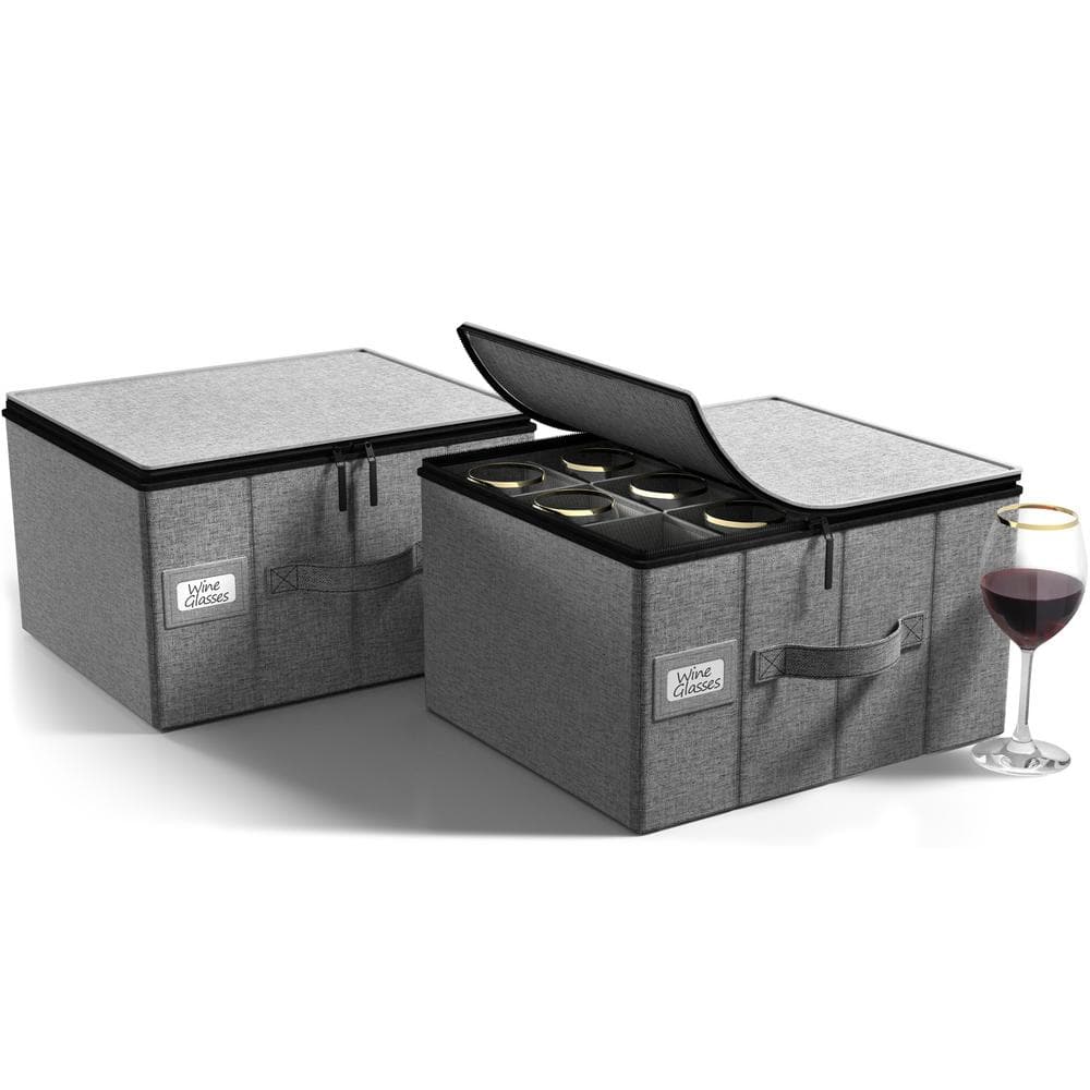 Stemware Storage Box, Hard Shell Wine Glass Case, with Dividers and Handle-Holds 12 Crystal Glassware price history on PriceWatchPro