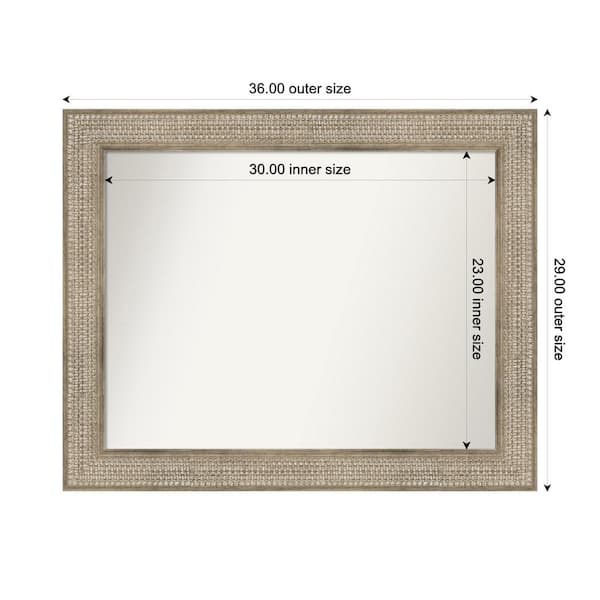 Amanti Art Trellis Silver 36 in. x 29 in. Custom Non-Beveled Wood Framed Bathroom Vanity Wall Mirror