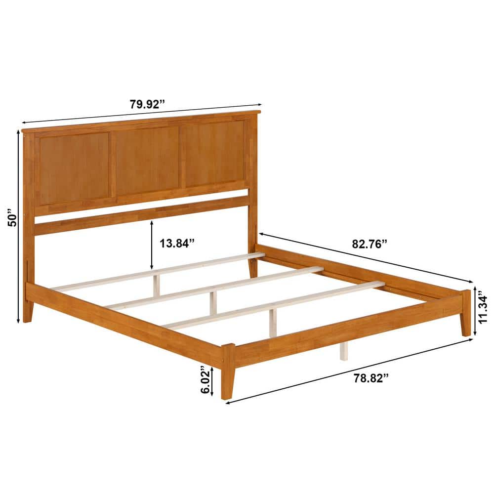 Madison King Light Toffee Wood Upholstered Bed with Headboard