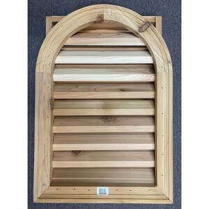 16 in. x 24 in. Arch Top Wood Built-in Screen Gable Louver Vent W/ Brickmould trim