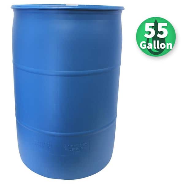 Emsco 55 Gal. Paintable Blue Industrial Plastic Rain Barrel