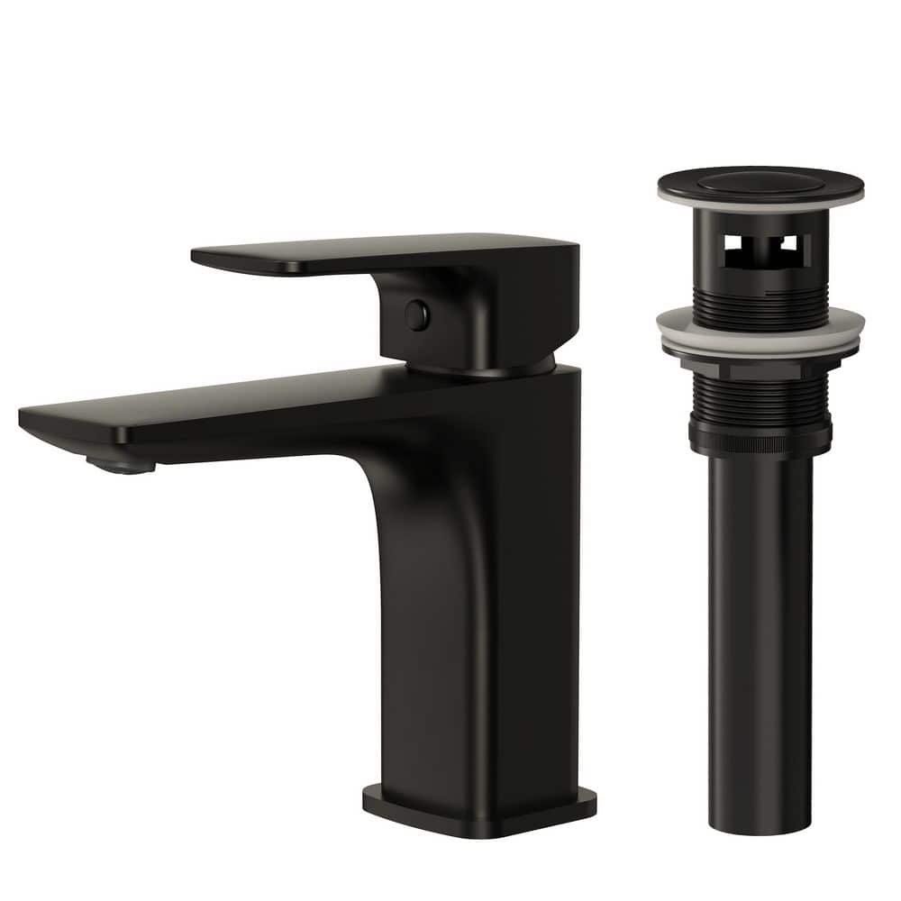 6.5 in. Height 1 Handle Single Hole Bathroom Sink Faucet Modern Brass Vanity Faucet in Matte Black with Drain price history on PriceWatchPro