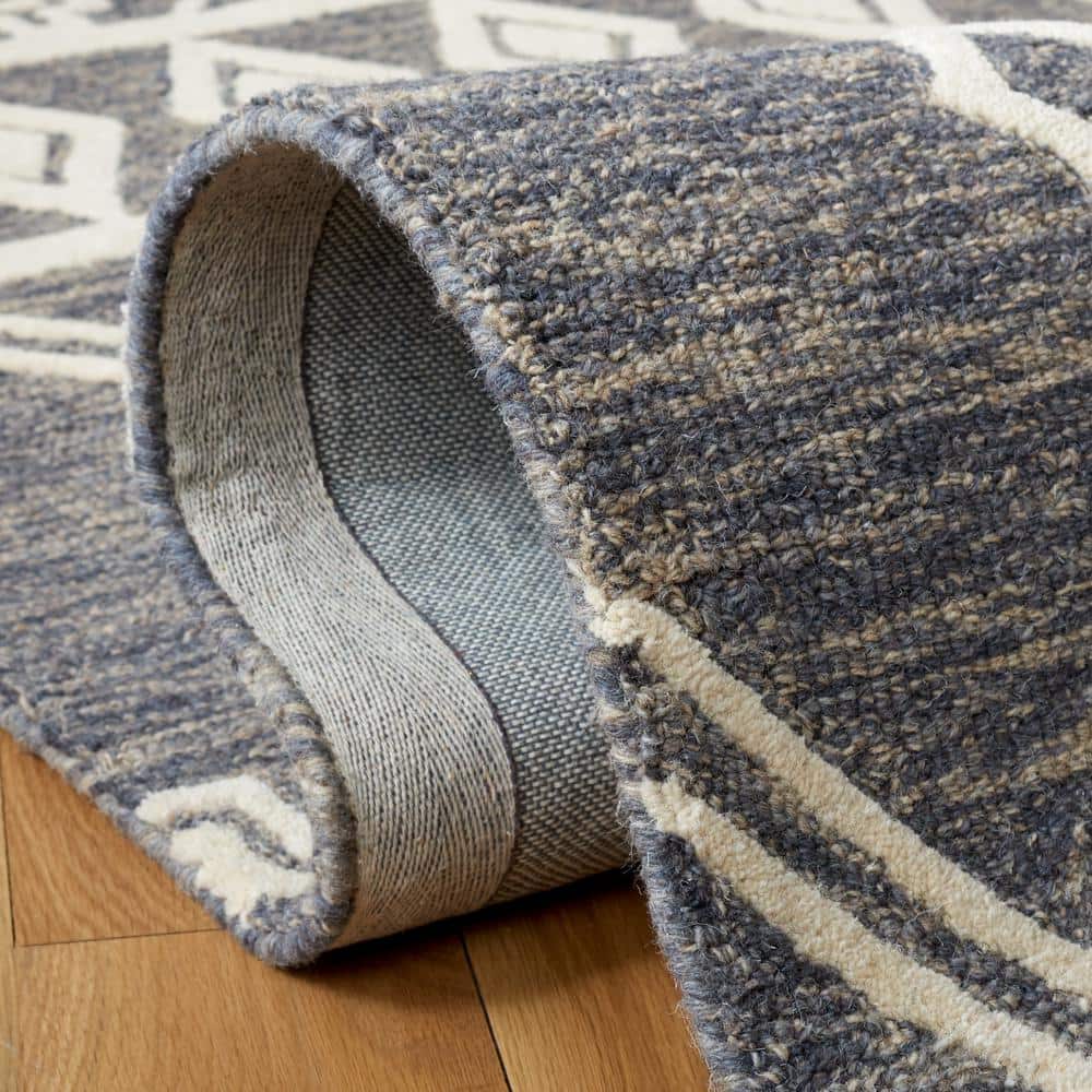 Gray and Ivory Handmade Wool Tufted Runner Rug