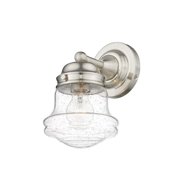 Unbranded Vaughn 6 in. 1-Light Brushed Nickel Wall Sconce Light with Glass Shade