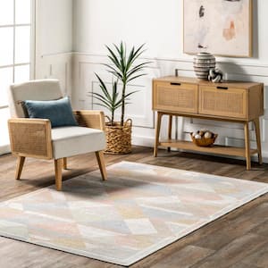 Ophelia Vintage Geometric Machine Washable Beige 5 ft. 3 in. x 7 ft. 6 in. Area Rug