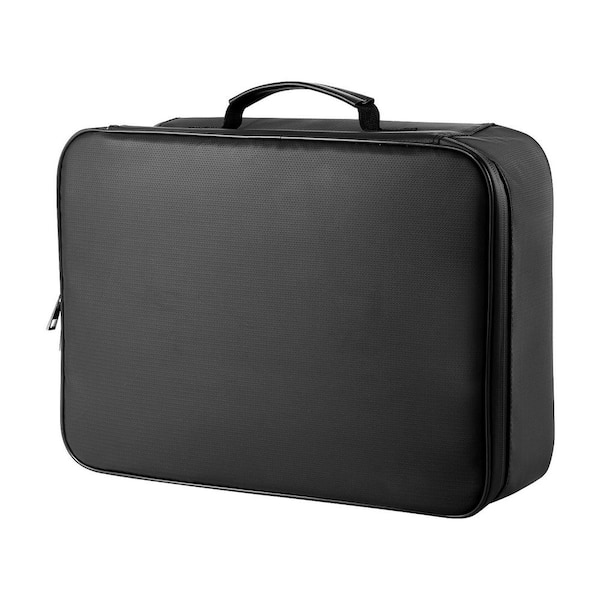 Fireproof Document Box, 0.38 cu. ft. Fiberglass Fire-Resistant and Waterproof Safe with Combination Lock Portable, Black