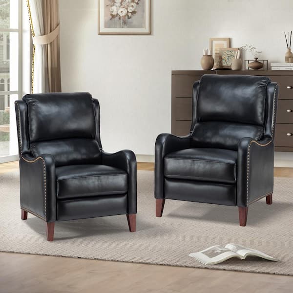 JAYDEN CREATION Hyde Modern Retro Black Genuine Leather Wingback