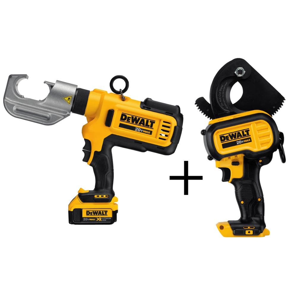 DEWALT 20V MAX Cordless Died Cable Crimping Tool, Cable Cutting Tool, (2)  20V 4.0Ah Batteries, Charger, and Case DCE300M2w150b The Home Depot