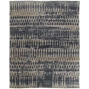 Scottsdale Light Beige/Denim Blue 4 ft. x 6 ft. Abstract Wool Area Rug