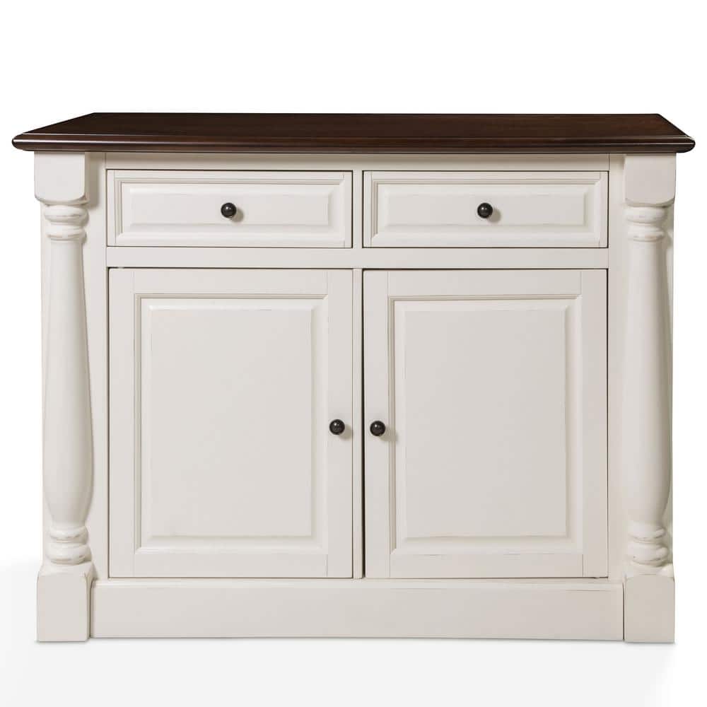 Elegant Distressed White Carved Sideboard with Adjustable Shelves