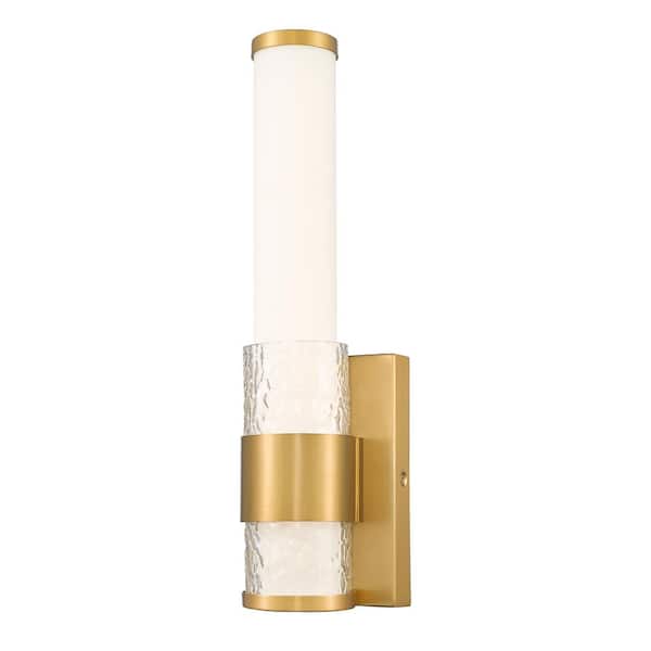 Egon 1-Light Modern Gold LED Wall Sconce with Matte Opal Glass Shade