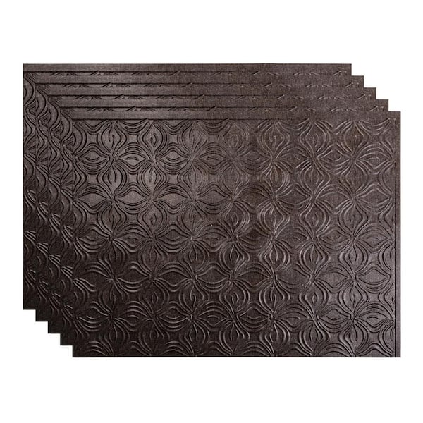 Fasade 18.25 in. x 24.25 in. Lotus Vinyl Backsplash Panel in Smoked Pewter (5-Pack)