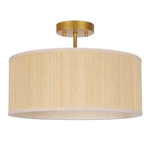 Prime Ray Zenith 16 in. 4-Light Gold Drum Semi Flush Mount