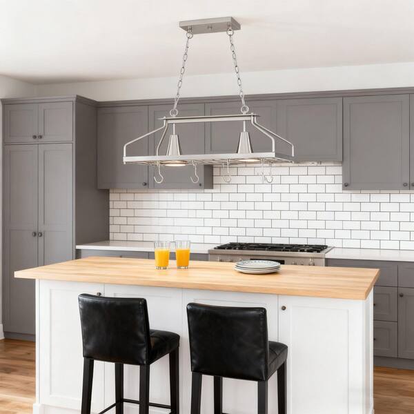 Miscool Avex 2-Light Brushed Nickel Pendant Light Kitchen Pot Rack ...