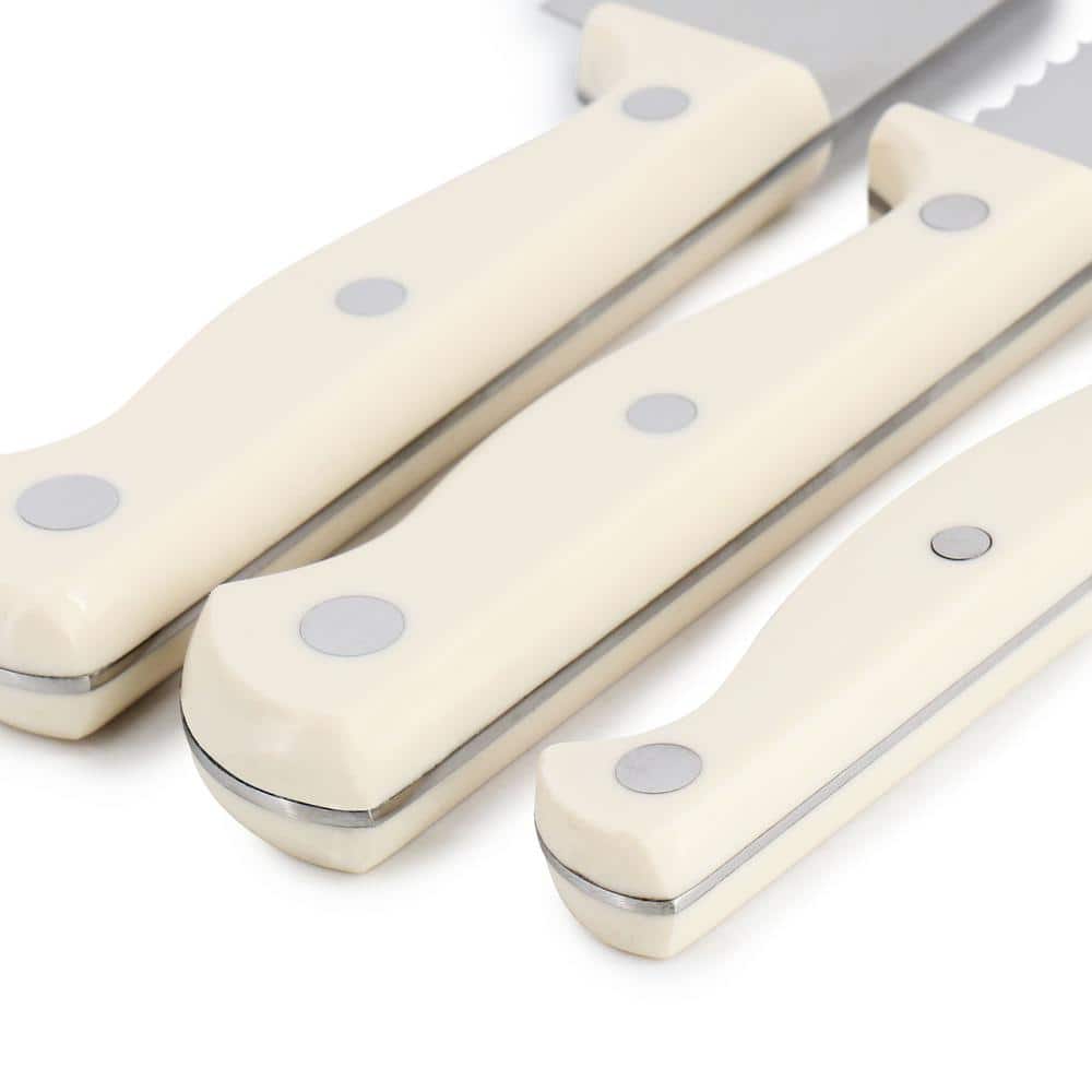 Keswick 7 Piece Stainless Steel Knife Set with Linen Handles and Wood Block