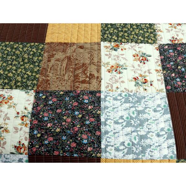 100% Cotton Reversible Coverlet Cozy Line Home Fashions Andy Brown Olive Mustard Yellow Black Real Patchwork Quilt Bedding Set Brown / Olive, King - 3 Piece Bedspread Set 100% Cotton Reversible Coverlet Cozy Line Home Fashions Andy Brown Olive Mustard Yellow Black Real Patchwork Quilt Bedding Set Brown / Olive, King - 3 Piece Bedspread Set