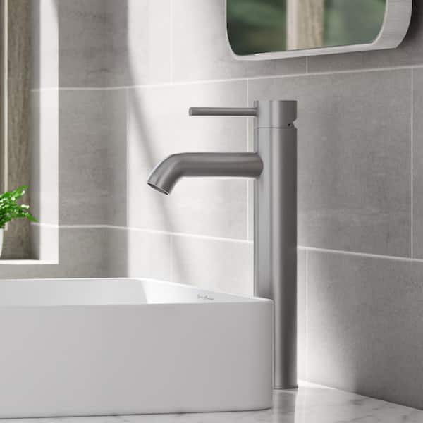 Swiss Madison Ivy Single-Handle High-Arc Single-Hole Bathroom Faucet in Brushed Nickel