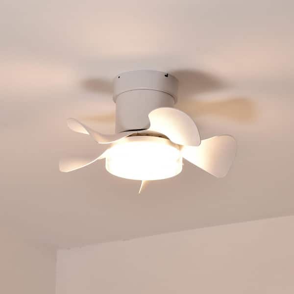 21 in. Indoor White Indoor 6-Speeds ABS White Blades Flush Mount Standard Ceiling Fan with 3-Color LED Light and Remote