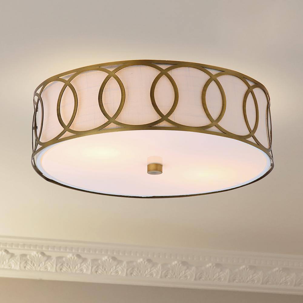 JONATHAN Y Aria 2-Light 12.25 in. Metal LED Flush Mount, Brass Gold ...