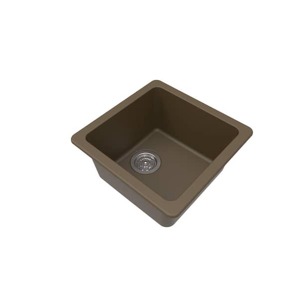 Brown Granite Composite 17 in. Dual Mount Bar Sink