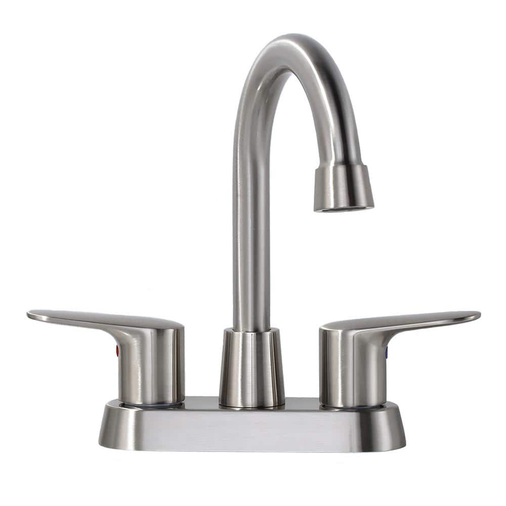 Brushed Nickel High Arc Double Handle Bathroom Faucet