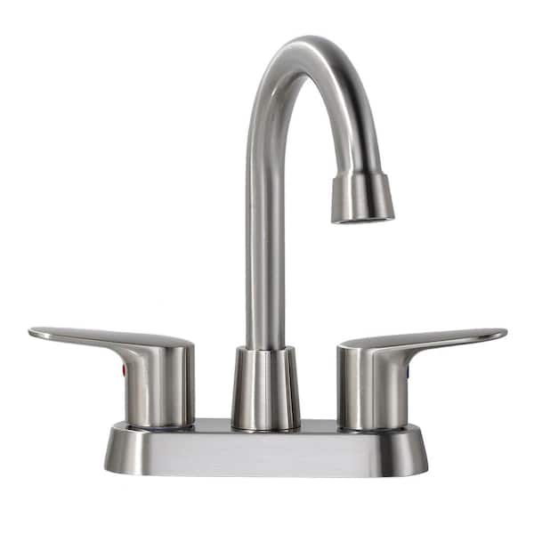 ALEASHA 4 in. Centerset Double Handle Bathroom Faucet in Brushed Nickel