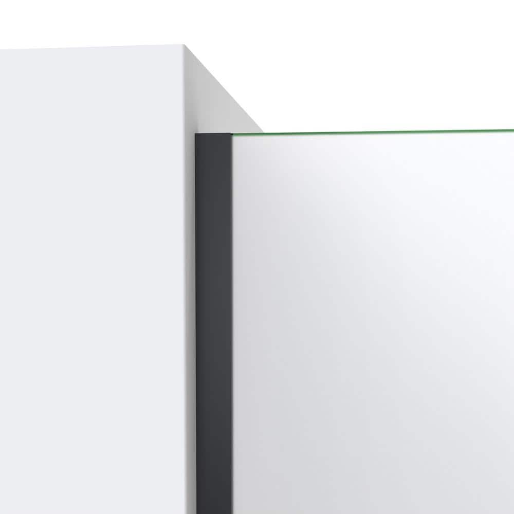 Matte Black Frameless Frosted Tempered Glass Shower Screen with Towel Bar