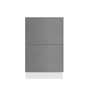 Valencia Assembled 15-in. W x 24-in. D x 34.5-in. H in Gloss Gray Plywood Assembled 2-Drawer Base Kitchen Cabinet