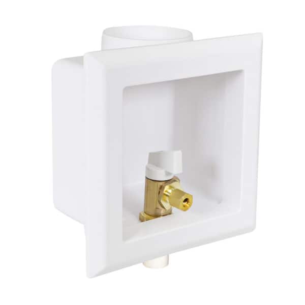 The Plumber's Choice 1/2 in. CPVC Icemaker Outlet Box with Valve, White ABS Brass (Single)