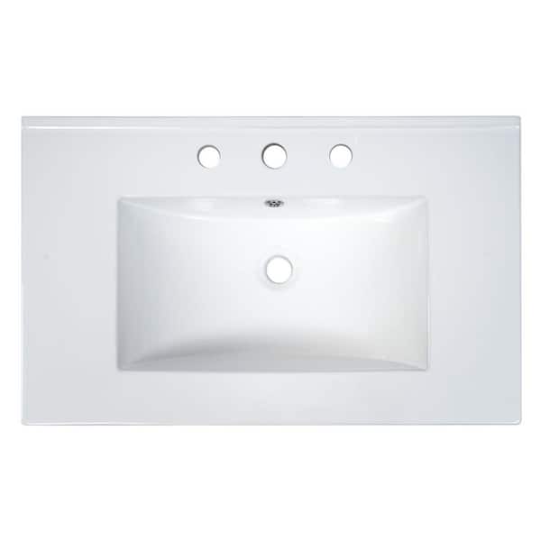 Unbranded 30 in. Undermount Rectangular 3 Hole Bathroom Sink, Fits 8 in. Center Faucet in White (Faucet and Cabinet not Included)