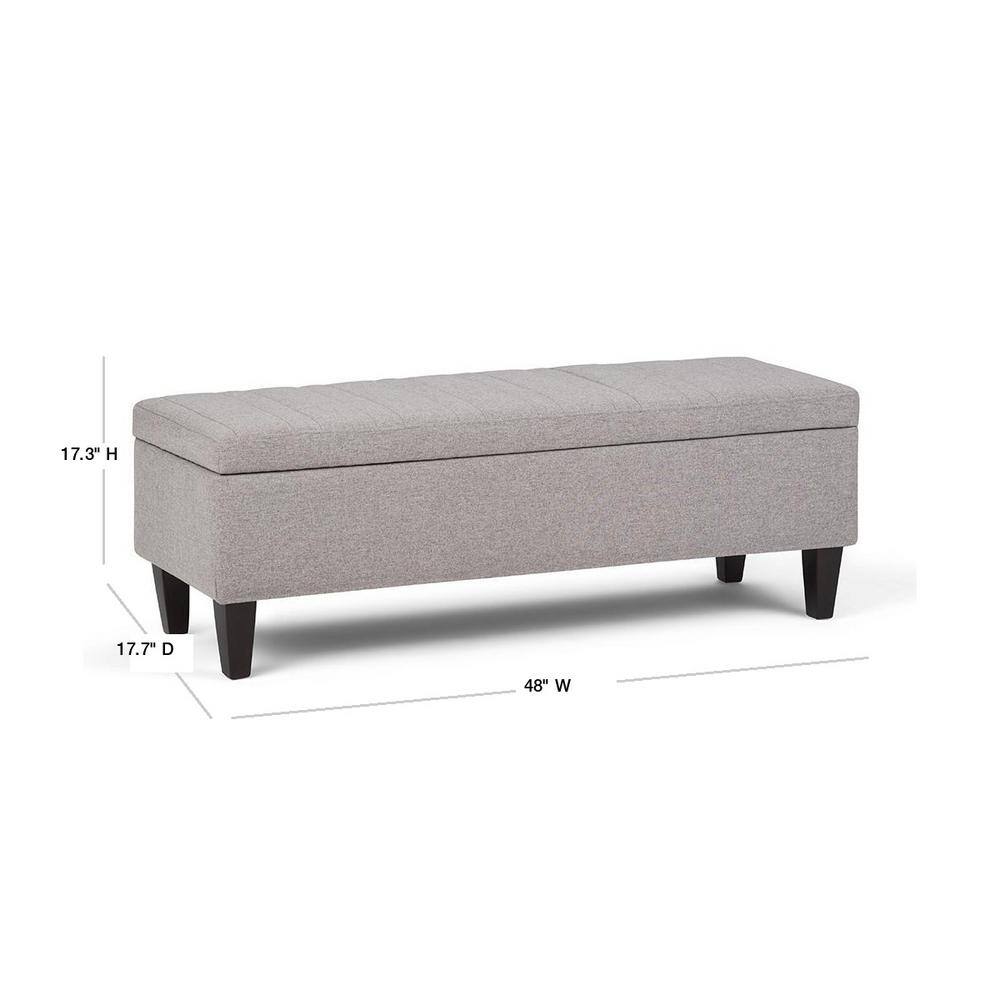 Gray Cloud Linen Rectangular Storage Ottoman with Lift-Up Lid