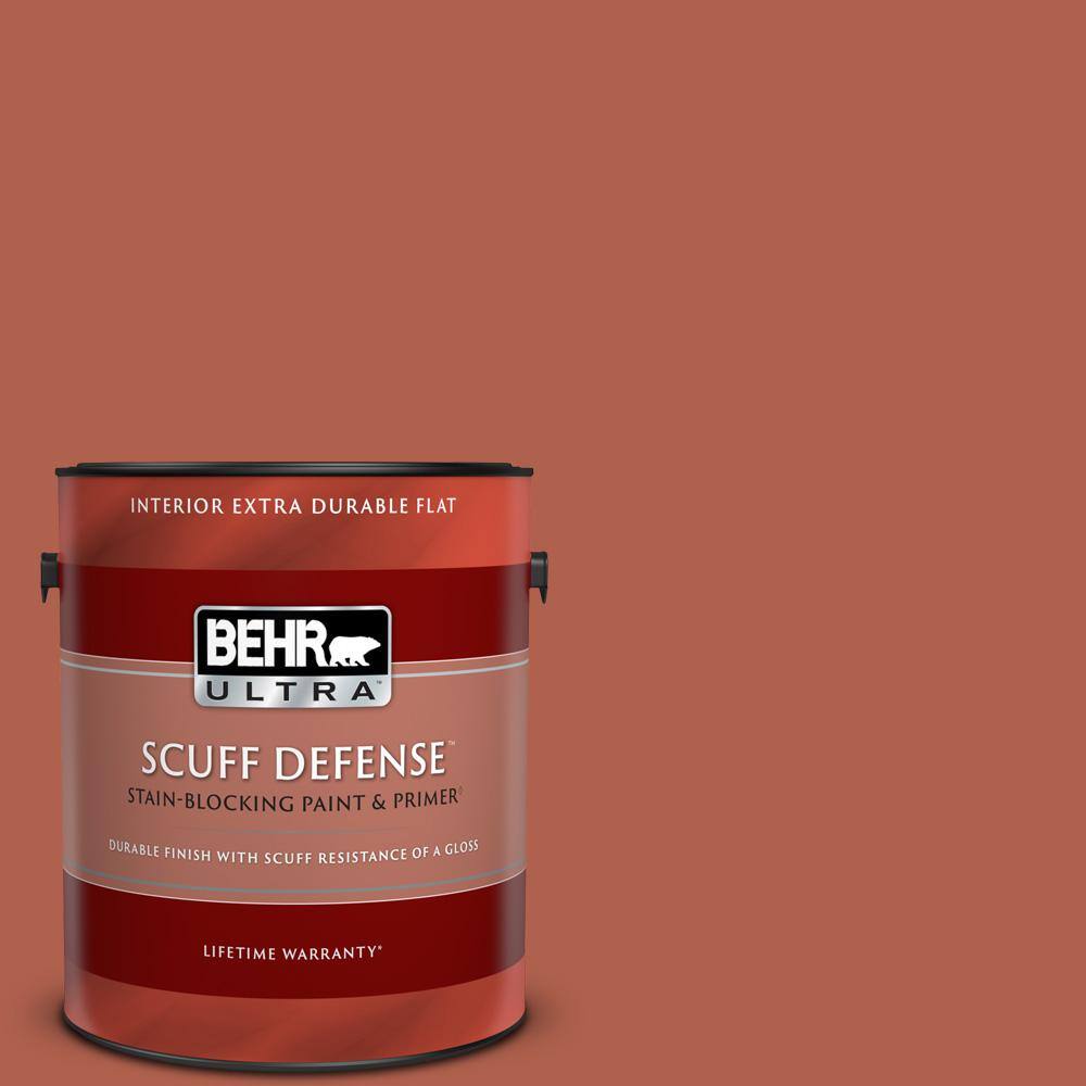 1 gal. #BIC-46 Clay Red Extra Durable Flat Interior Paint & Primer