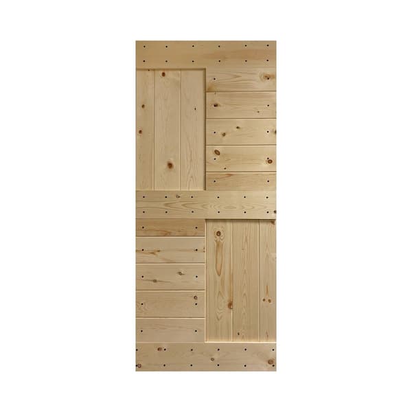 COAST SEQUOIA INC S Series 36 in. x 84 in. Unfinished Knotty Pine Wood Barn Door Slab