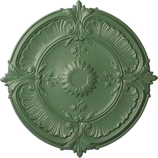 Ekena Millwork 1-1/2" x 30-1/8" x 30-1/8" Polyurethane Attica Acanthus Leaf Ceiling, Hand-Painted Athenian Green
